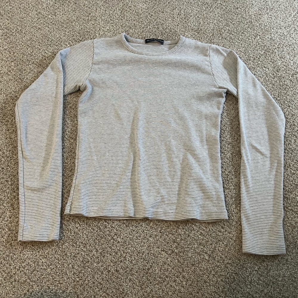Brandy Melville Light Gray Striped Tee